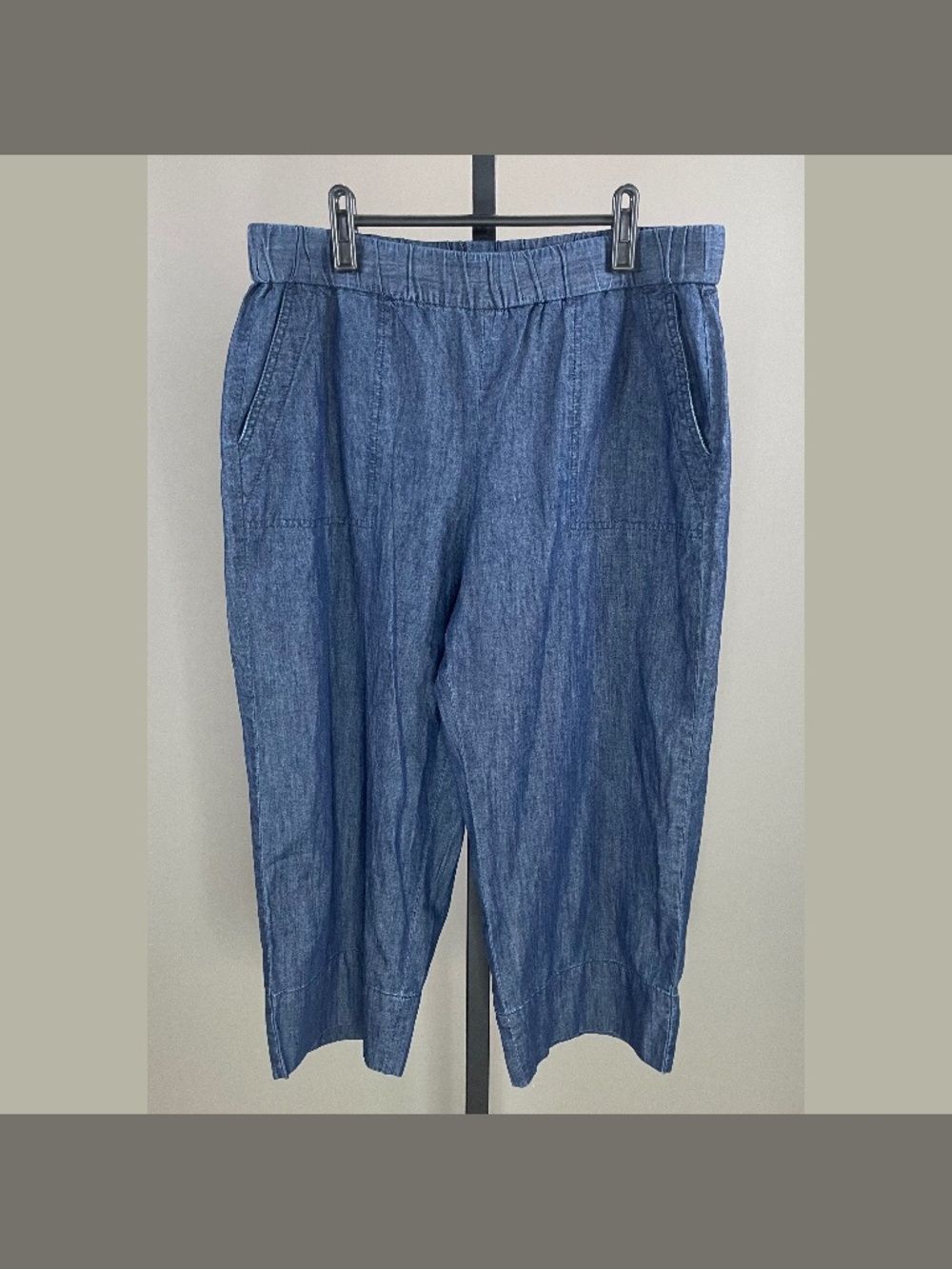 NEW Talbots Pants Womens Large petite blue cotton straight cropped casual